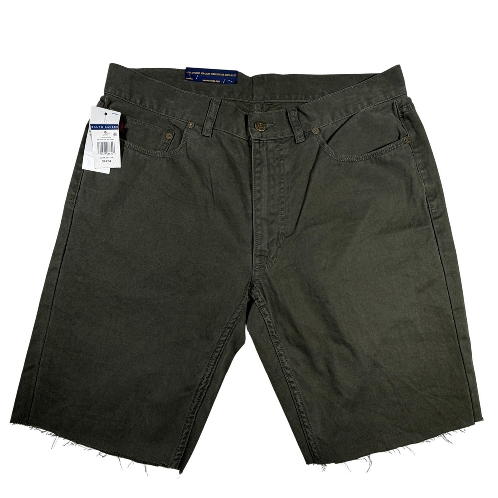 Polo Ralph Lauren Mens 34 Straight Fit Cut Off Shorts Dark Botan Green Cotton